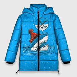 Куртка зимняя женская Акула хоккейный фанат, цвет: 3D-черный