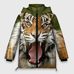 Куртка зимняя женская Удивленный тигр, цвет: 3D-черный