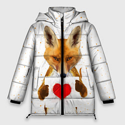 Куртка зимняя женская Влюбленная лиса, цвет: 3D-черный