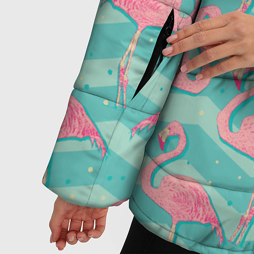 Женская зимняя куртка Flamingo Pattern / 3D-Черный – фото 5