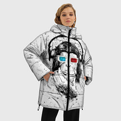 Куртка зимняя женская Обезьяна в наушниках, цвет: 3D-черный — фото 2