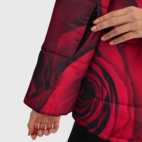 Женская зимняя куртка Паттерн из роз / 3D-Черный – фото 5