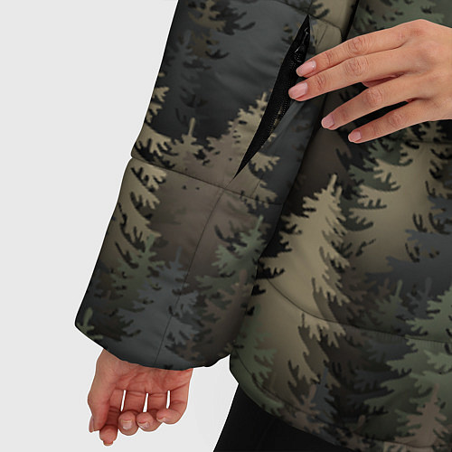 Женская зимняя куртка Лесной камуфляж / 3D-Черный – фото 5