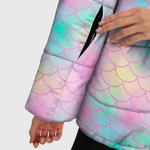 Женская зимняя куртка Розовая чешуя / 3D-Черный – фото 5
