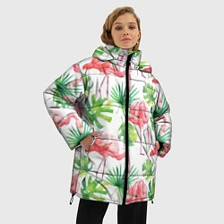Куртка зимняя женская Фламинго в тропиках, цвет: 3D-красный — фото 2