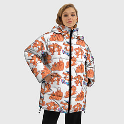 Куртка зимняя женская Стикеры с лисом, цвет: 3D-черный — фото 2