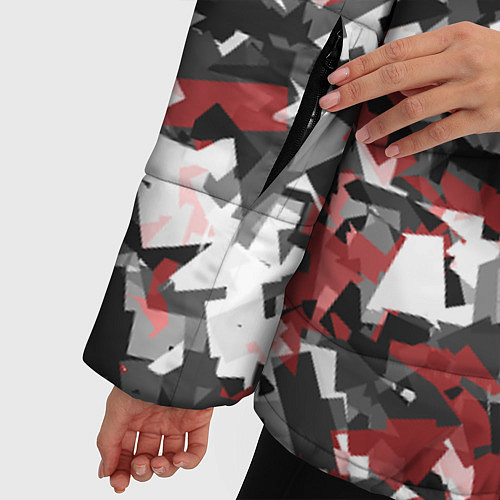 Женская зимняя куртка Камуфляж: серый/красный / 3D-Черный – фото 5