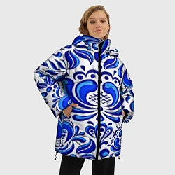 Куртка зимняя женская Роспись гжель, цвет: 3D-черный — фото 2