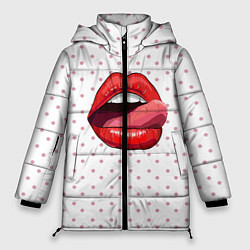 Куртка зимняя женская Губы, цвет: 3D-черный