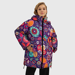 Куртка зимняя женская Цветочный взрыв, цвет: 3D-черный — фото 2