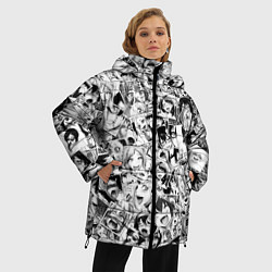 Куртка зимняя женская Ahegao: Black & White, цвет: 3D-черный — фото 2