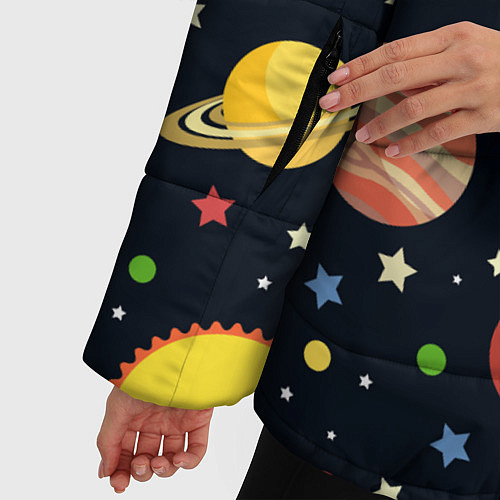 Женская зимняя куртка Солнечная система / 3D-Черный – фото 5