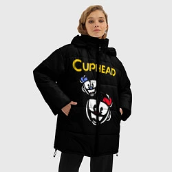 Куртка зимняя женская Cuphead: Mugman Faces, цвет: 3D-красный — фото 2