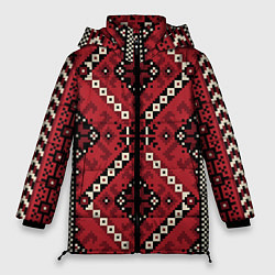 Куртка зимняя женская Славянский орнамент: красный, цвет: 3D-красный