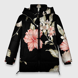 Куртка зимняя женская Цветок во мраке, цвет: 3D-черный
