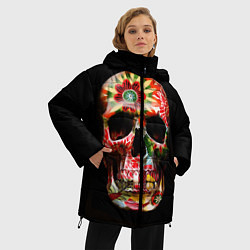 Куртка зимняя женская Расписной череп, цвет: 3D-красный — фото 2