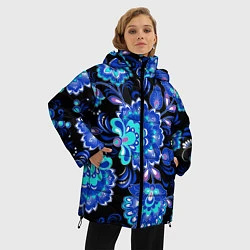 Куртка зимняя женская Синяя хохлома, цвет: 3D-черный — фото 2