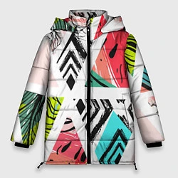 Куртка зимняя женская Тропическое ассорти, цвет: 3D-светло-серый