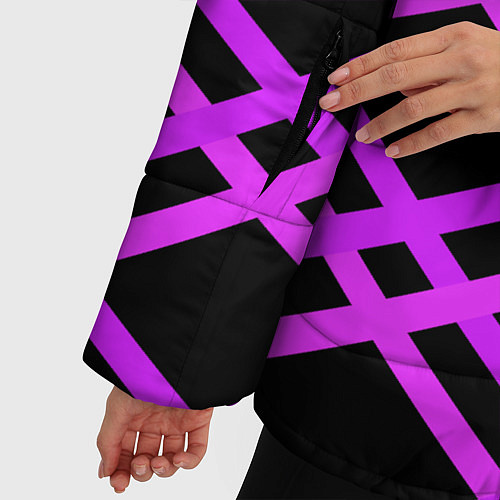 Женская зимняя куртка Black Pink: Neon Lines / 3D-Черный – фото 5