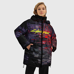Куртка зимняя женская Cyberpunk 2077: Techno Style, цвет: 3D-черный — фото 2