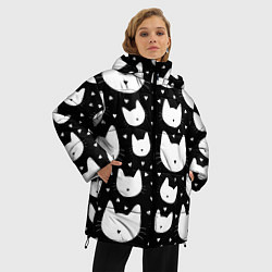 Куртка зимняя женская Love Cats Pattern, цвет: 3D-светло-серый — фото 2