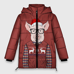 Куртка зимняя женская New Year: Pink Piggy, цвет: 3D-черный