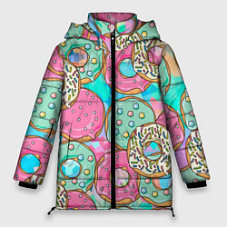 Куртка зимняя женская Сахарные пончики, цвет: 3D-черный