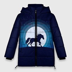 Куртка зимняя женская Лошадь под луной, цвет: 3D-светло-серый
