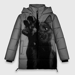 Куртка зимняя женская Черный котик, цвет: 3D-черный