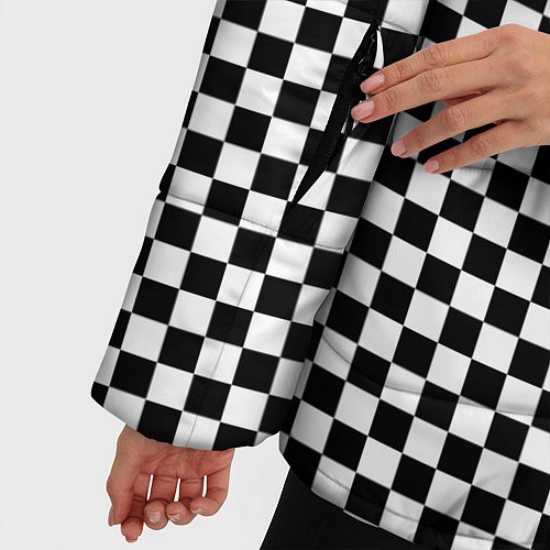 Женская зимняя куртка ФРЕНДЗОНА: Шахматы / 3D-Черный – фото 5