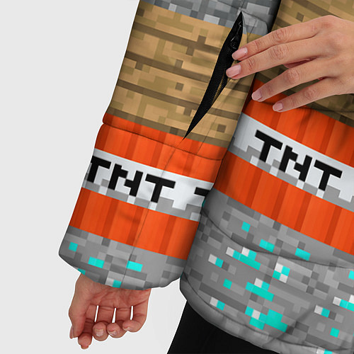 Женская зимняя куртка Minecraft Blocks / 3D-Черный – фото 5
