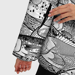 Куртка зимняя женская Рыбы графика, цвет: 3D-черный — фото 2