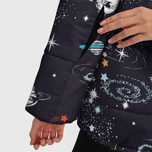 Женская зимняя куртка Загадочный космос / 3D-Черный – фото 5