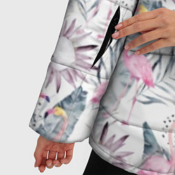 Куртка зимняя женская Тропические фламинго, цвет: 3D-красный — фото 2