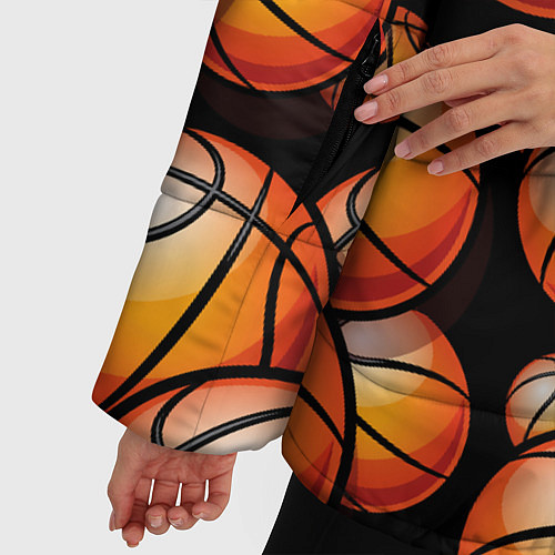 Женская зимняя куртка Баскетбольные яркие мячи / 3D-Черный – фото 5