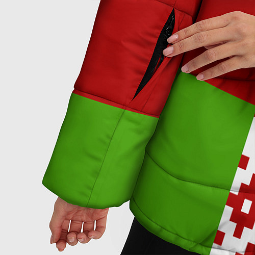 Женская зимняя куртка Беларусь флаг / 3D-Красный – фото 5