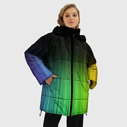 Куртка зимняя женская Неоновые полосы - Минимализм, цвет: 3D-светло-серый — фото 2