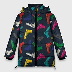 Куртка зимняя женская Разноцветные пистолеты, цвет: 3D-черный
