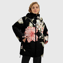 Куртка зимняя женская Красивые Цветочки, цвет: 3D-черный — фото 2