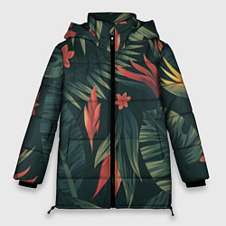 Куртка зимняя женская Тропический комуфляж, цвет: 3D-черный