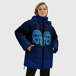 Куртка зимняя женская Знаки Зодиака Овен, цвет: 3D-черный — фото 2