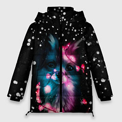 Куртка зимняя женская ЛИСЁНОК НОВОГОДНИЙ, цвет: 3D-черный