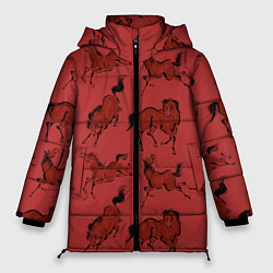 Куртка зимняя женская Красные кони, цвет: 3D-черный