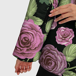 Куртка зимняя женская Кусты роз, цвет: 3D-черный — фото 2