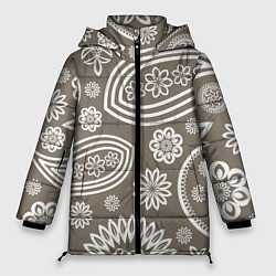 Куртка зимняя женская Цветочная роспись, цвет: 3D-черный