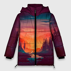 Куртка зимняя женская Minimal forest sunset, цвет: 3D-красный