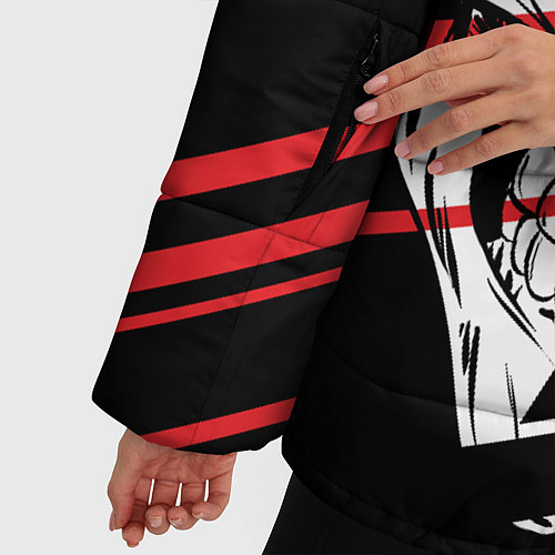 Женская зимняя куртка Череп Icon красный / 3D-Черный – фото 5