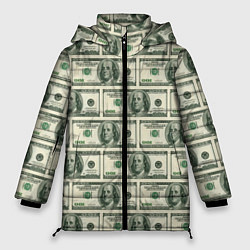 Куртка зимняя женская Денежная тема, цвет: 3D-черный