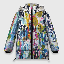 Куртка зимняя женская Watercolor Flowers, цвет: 3D-светло-серый