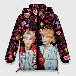 Куртка зимняя женская BTS: Юнмины Чимин и Юнги, цвет: 3D-светло-серый